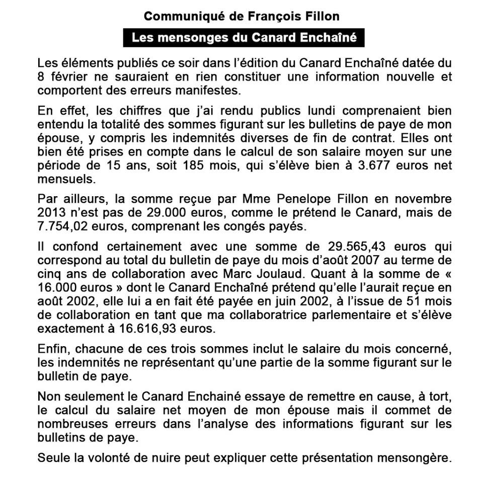 45 000 euros d'indemnités : François Fillon dément les nouvelles révélations du «Canard Enchaîné»