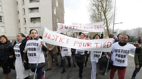 Une manifestation de soutien à Théo, gravement blessé lors de son interpellation, à Aulnay-sous-Bois (photographie d'illustration)