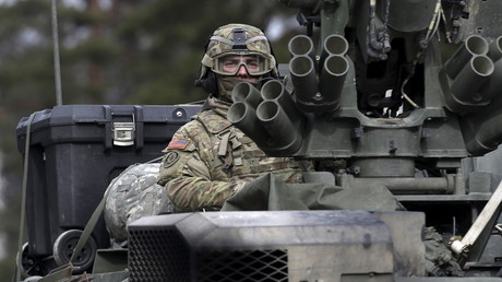 Un soldat américain lors du déploiement des troupes de l'OTAN en Estonie 