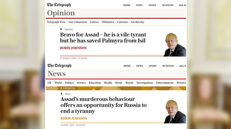 Boris Johnson 2016 vs 2017 : une volte-face du «Bravo à Assad» au «Assad doit partir»