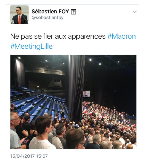 Un filloniste se moque d'un meeting vide de Macron... en publiant une photo d'un meeting de Fillon