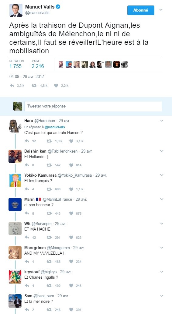 Manuel Valls incendié sur Twitter après avoir dénoncé la «trahison» de Nicolas Dupont-Aignan