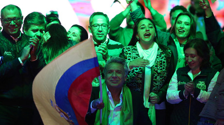 Lenin Moreno au soir de l'élection présidentielle équatorienne, le 2 avril