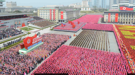 La parade en l'honneur du 105e anniversaire de la naissance de Kim Il Sung, le 16 avril 2017 à Pyongyang.