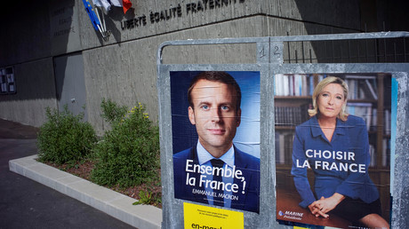 Posters de campagne de Marine Le Pen et d'Emmanuel Macron