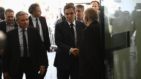 François Fillon arrive à son QG de campagne le 24 avril 2017, photo ©Martin BUREAU / AFP