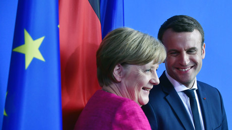 Angela Merkel et Emmanuel Macron lors de leur conférence de presse commune à Berlin le 15 mai 2017.