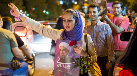 Les supporters du président iranien Hassan Rohani lors de la campagne présidentielle