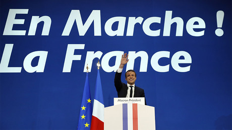 Emmanuel Macron au soir du premier tour de l'élection présidentielle, le 23 avril 2017, photo ©Patrick KOVARIK / AFP