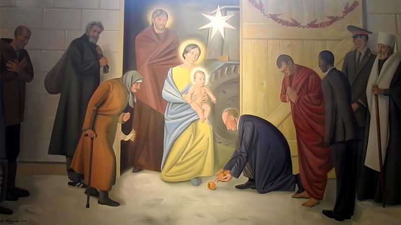 Poutine, Obama, le Dalaï-Lama et un tracteur sur une fresque de l’Adoration des mages en Biélorussie