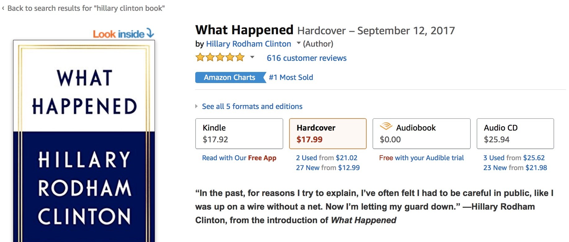 «What happened» : Amazon retire une avalanche d'avis négatifs sur le livre d'Hillary Clinton