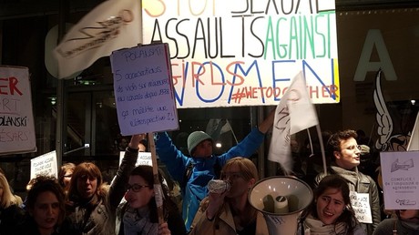 Manifestation contre la rétrospective consacrée à Roman Polanski à Paris, le 30 octobre 2017, photo ©RT France