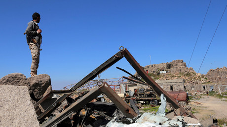 Ruines d'un centre de télécommunication de Taëz en novembre (image d'illustration)
