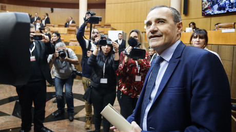 L'indépendantiste corse Jean-Guy Talamoni le 2 décembre 2018 lors de son élection à la présidence de  l'Assemblée corse