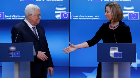 Mahmoud Abbas, président de l'Autorité palestinienne et Federica Mogherini, chef de la diplomatie européenne, le 22 janvier 2018, photo ©Yves Herman/Reuters
