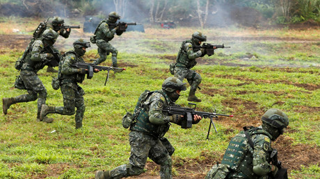 Soldats Taïwanais lors de l'exercice militaire à Hualien.
