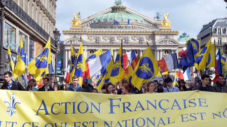 Des militants de l'Action française lors d'un hommage à Jeanne d'Arc en 2013