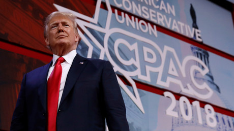Donald Trump lors du CPAC, réunion annuelle des conservateurs américains, le 23 février 2018, photo ©Kevin Lamarque/Reuters