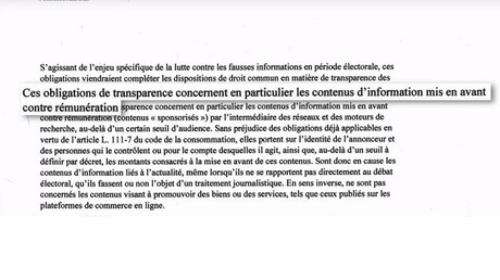 Capture d'écran du projet de loi, RT France