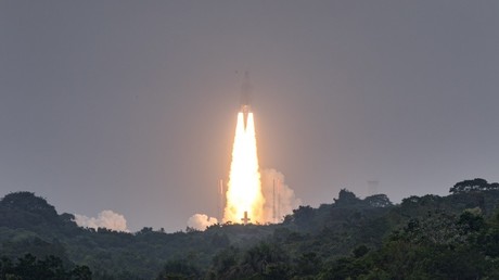 Ariane 5 décolle de la base de Kourou en Guyane française le 12 décembre 2017, emportant quatre satellites pour Galileo, le système de navigation européen (illustration).