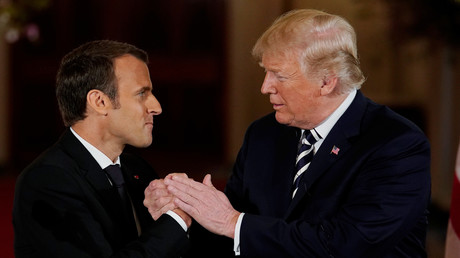 Donald Trump et Emmanuel Macron lors de leur rencontre le 24 avril à Washington