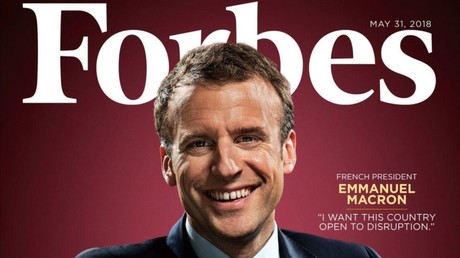 Capture d'écran d'Emmanuel Macron figurant sur la couverture du magazine américain Forbes de mai 2018