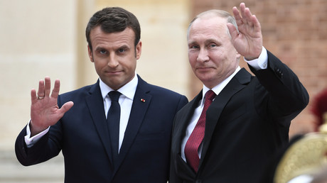 Emmanuel Macron et Vladimir Poutine en mai 2017, photo ©STEPHANE DE SAKUTIN / AFP