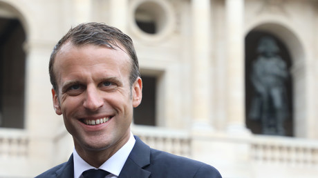 Le président français Emmanuel Macron le 11 juin 2018 aux Invalides à Paris.