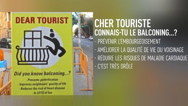 Humour noir ? A Barcelone, une affiche invite les touristes à se jeter du balcon (VIDEO)