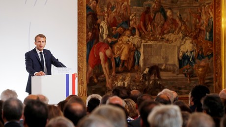 Emmanuel Macron à la conférence des ambassadeurs le 27 août 2018 à l'Elysée.
