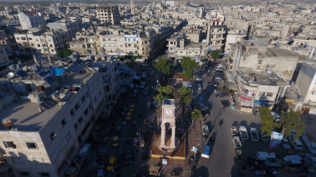 Photo aérienne de la ville syrienne d'Idleb, sous contrôle de groupes rebelles (image d'illustration datant de juin 2017).