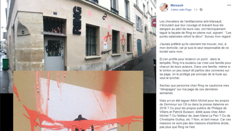 «Les punks satanistes refont la déco» : Marsault s'indigne du vandalisme subi par son éditeur Ring