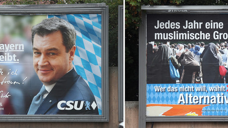 Affiches électorales de la CSU (conservateurs) et de l'AfD (anti-immigration), pour les élections bavaroises du 14 octobre (image d'illustration).