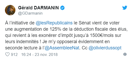 «Fake news ministérielle» : exigeant que Darmanin retire un tweet, le Sénat bloque le vote du budget
