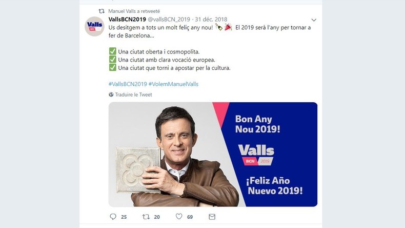 «Dignité détruite» : les internautes raillent le surprenant visuel de Manuel Valls pour le Nouvel An