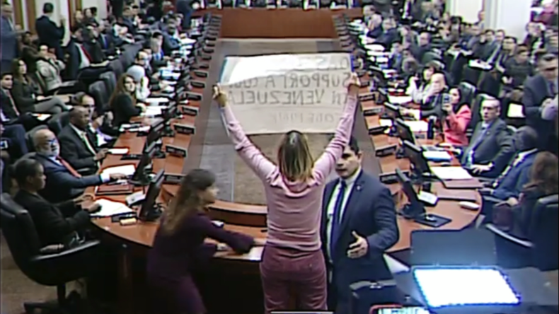 «Ne soutenez pas un coup d'Etat au Venezuela» : une femme interrompt une réunion de l'OEA (VIDEO)