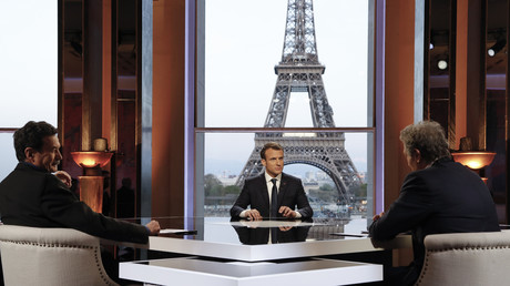 Emmanuel Macron, interviewé par Edwy Plenel et Jean-Jacques Bourdin le 15 avril (image d'illustration).