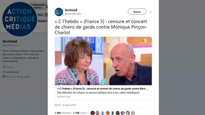 Pour Acrimed, Monique Pinçon-Charlot a été «évincée» par «6 chiens de garde» sur France Télévisions