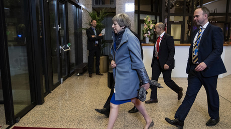 Le Premier ministre britannique, Theresa May, quittant le Conseil européen extraordinaire sur le Brexit le 11 avril 2019 à Bruxelles (image d'illustration).