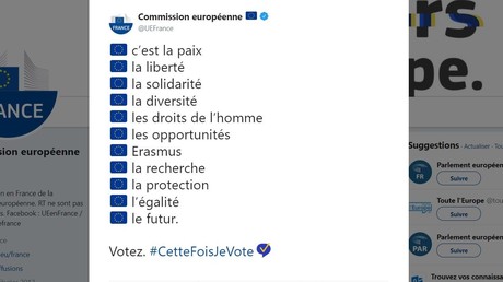 Capture d'écran du compte Twitter en français de la Commission européenne (image d'illustration).