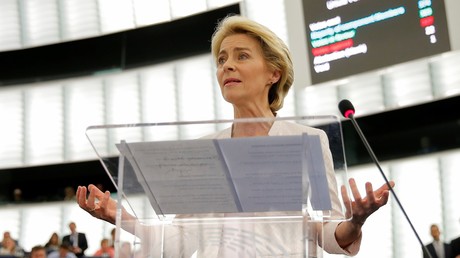 Ursula von der Leyen, le 16 juillet 2019 au parlement européen de Strasbourg.