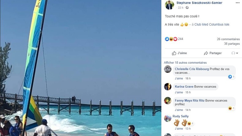 «Touché mais pas coulé» : révoqué, le maire d'Hesdin publie une photo de lui... aux Bahamas