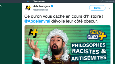 Suprémacisme blanc et siècle des Lumières : les internautes fulminent, AJ+ fait marche arrière