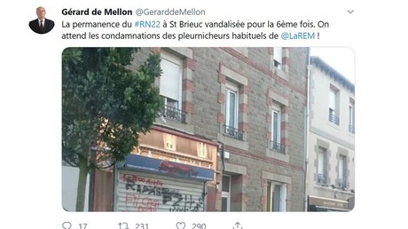 «FN caca», «antifa» : des militants RN dénoncent la dégradation d'une permanence à Saint-Brieuc