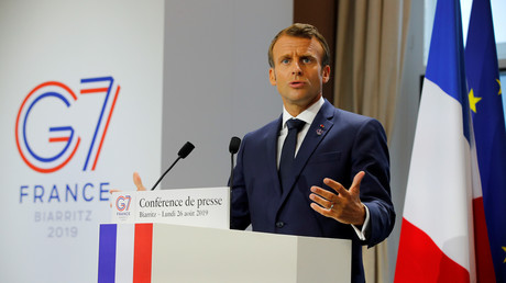 Emmanuel Macron lors de la conférence de presse de clôture du G7 à Biarritz