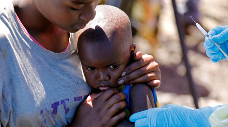 Un enfant se fait vacciner contre Ebola à Goma, le 5 août 2019.