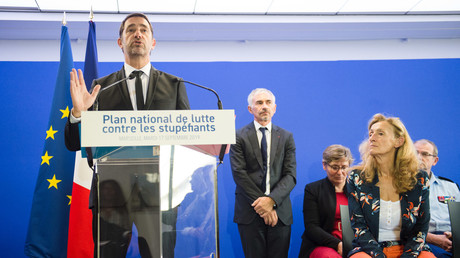 Christophe Castaner et Nicole Belloubet en conférence de presse à Marseille pour présenter l'Ofast le 17 septembre.
