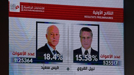 Kaïs Saïed (d) et Nabil Karoui (g), les deux candidats qualifiés pour le second tour de l’élection présidentielle tunisienne (image d'illustration)