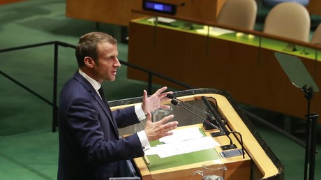Emmanuel Macron, le 24 septembre 2019, à la tribune de l'Assemblée générale des Nations Unies.