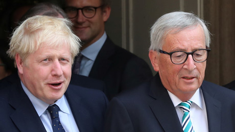 Le Premier ministre britannique, Boris Johnson, et le président de la Commission européenne, Jean-Claude Juncker, au Luxembourg le 16 septembre 2019 (image d'illustration).